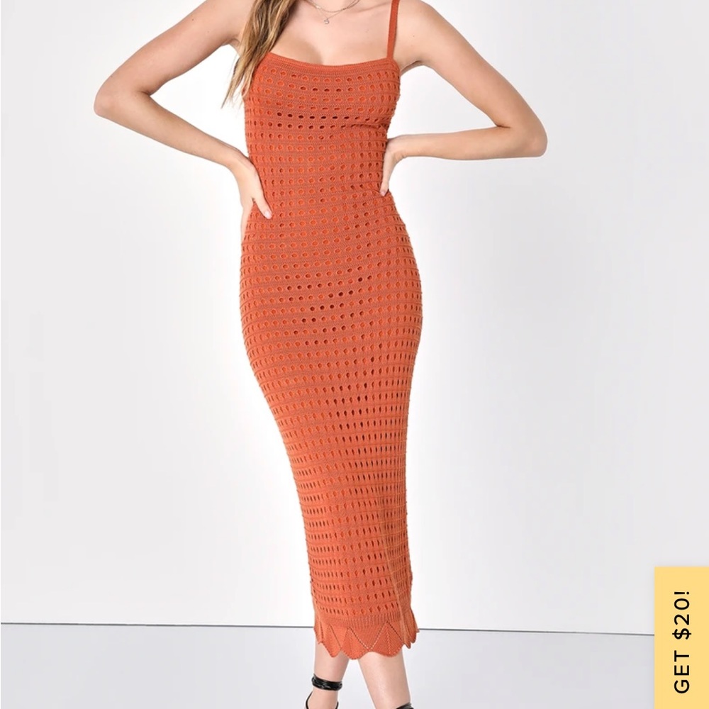 Rust orange knit dress
